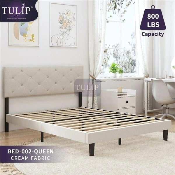 Tulip BED-009 Queen Bed Frame in Dark Grey Fabric - photo 4
