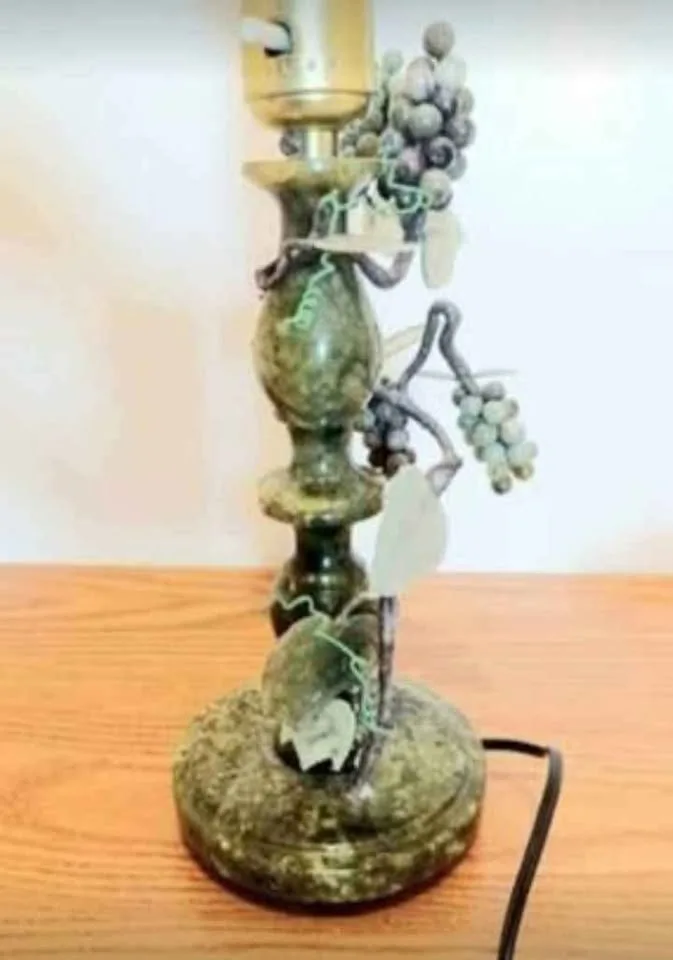 1930's Stunning Jade & Green Marble Hand Crafted Rare Lamp image indicator(5)