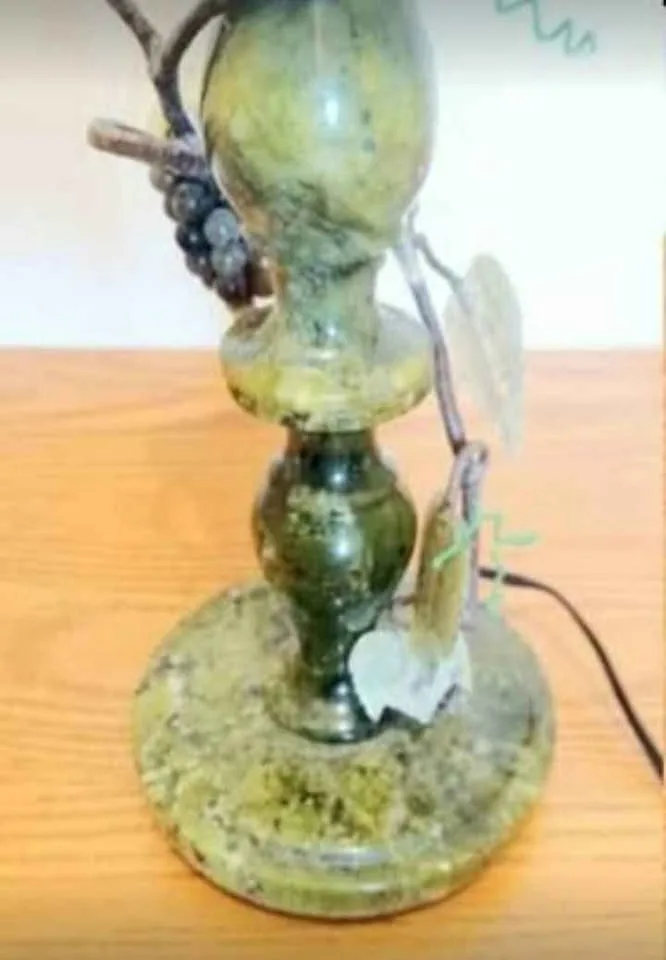 1930's Stunning Jade & Green Marble Hand Crafted Rare Lamp image indicator(7)