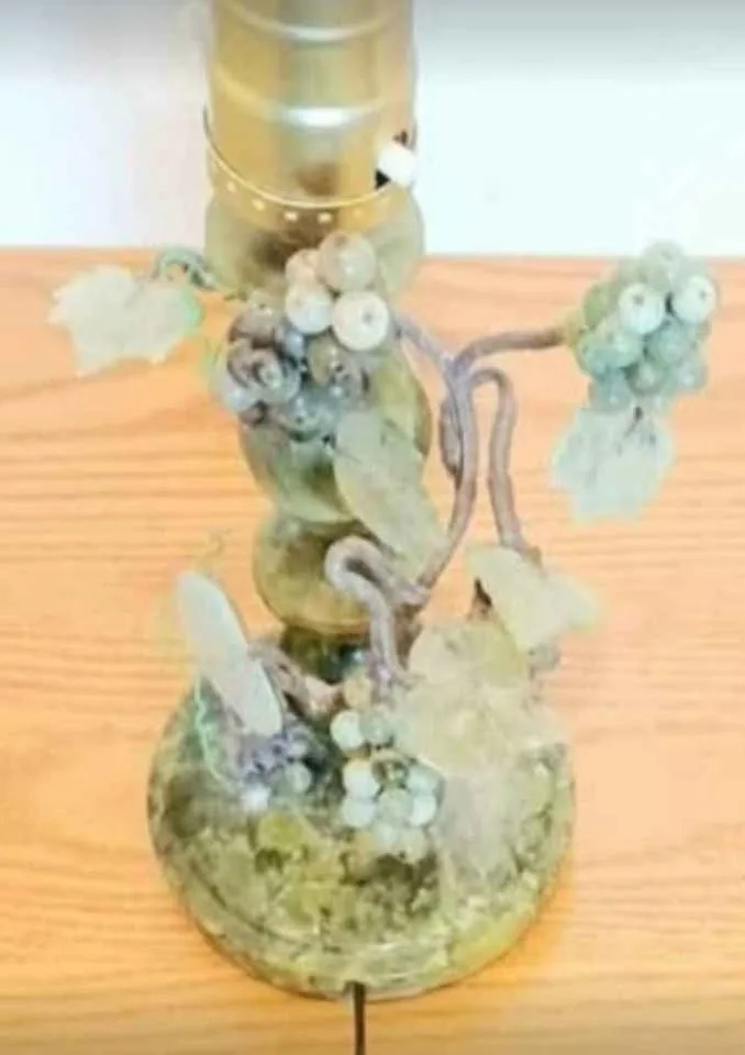 1930's Stunning Jade & Green Marble Hand Crafted Rare Lamp image indicator(8)