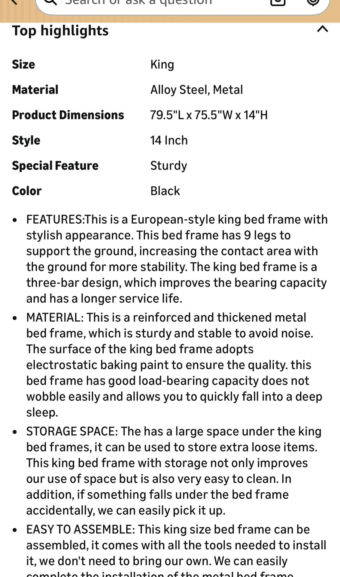 King Size Bed Frame New In Box - photo 3