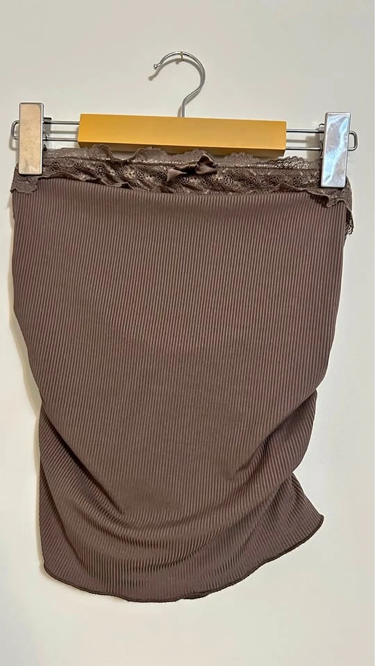 Lace Trim Ribbed Tube Top
