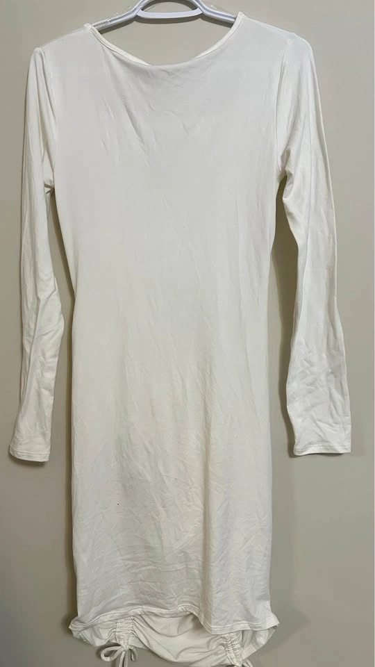 Fashion Nova White Long Sleeve Ruched Mini Dress - photo 5