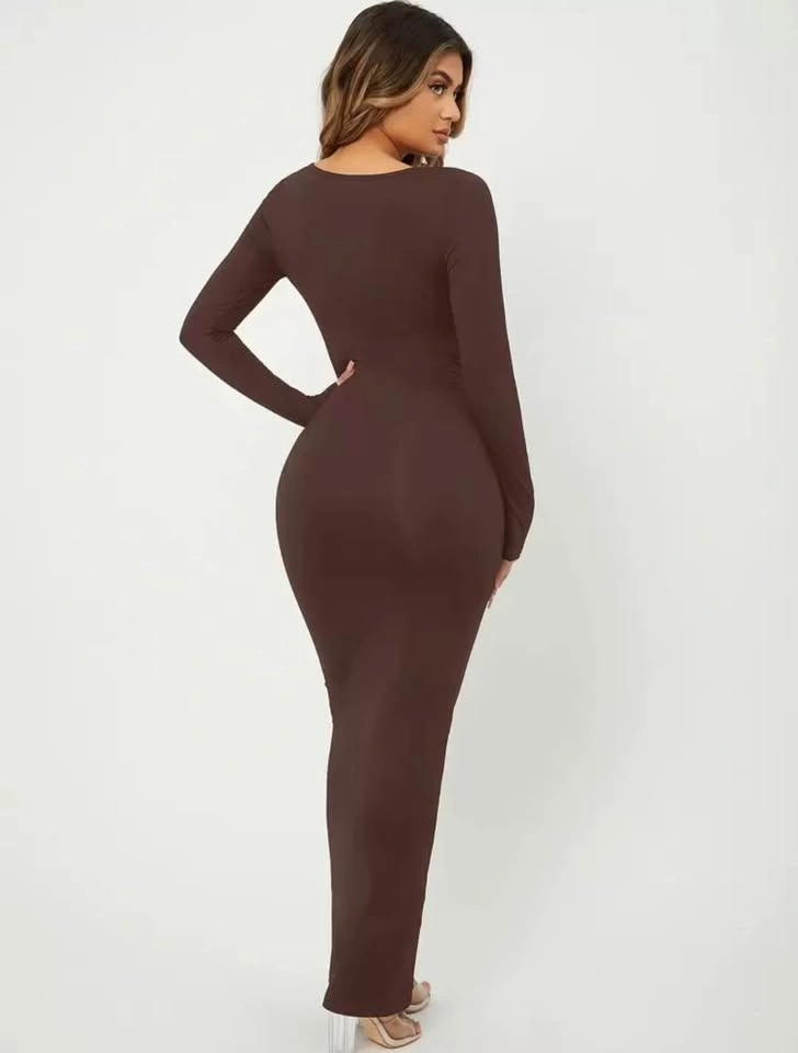 Brown Long Sleeve Maxi Dress - photo 2