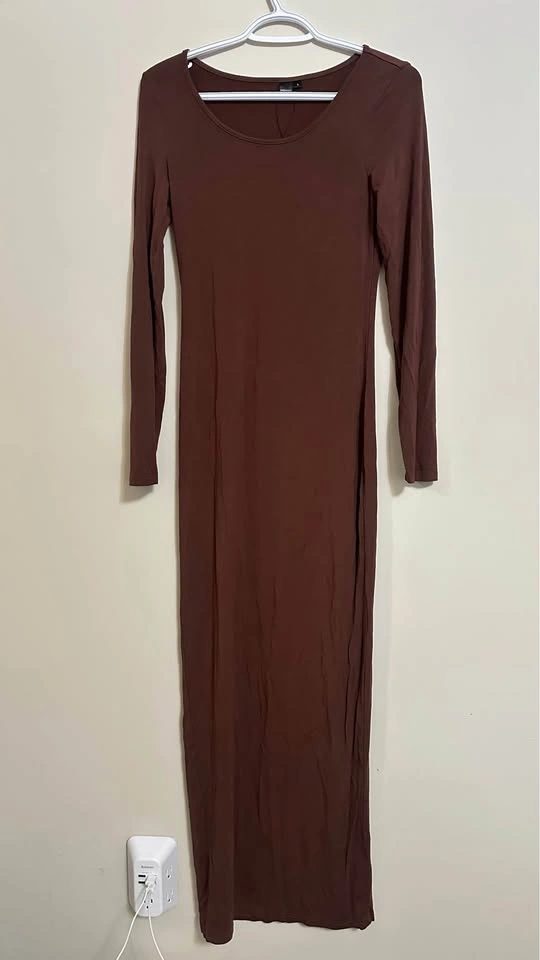 Brown Long Sleeve Maxi Dress - photo 3