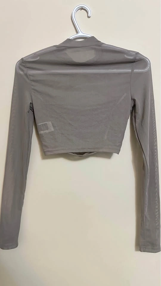 Ruched Mesh Long Sleeve Crop Top - photo 4