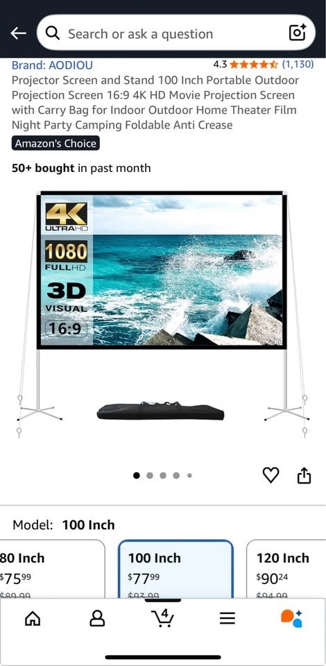 100inch portable projector screen - photo 2