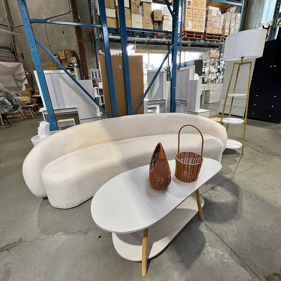 Modern Kidney-Shaped 2-Tier Coffee Table - White & Wood