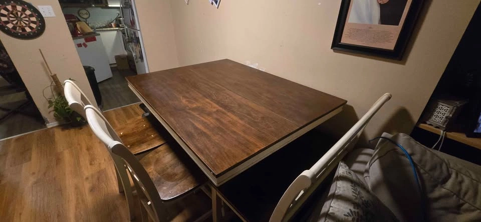 Bar height table and chairs w/bench seat - photo 2