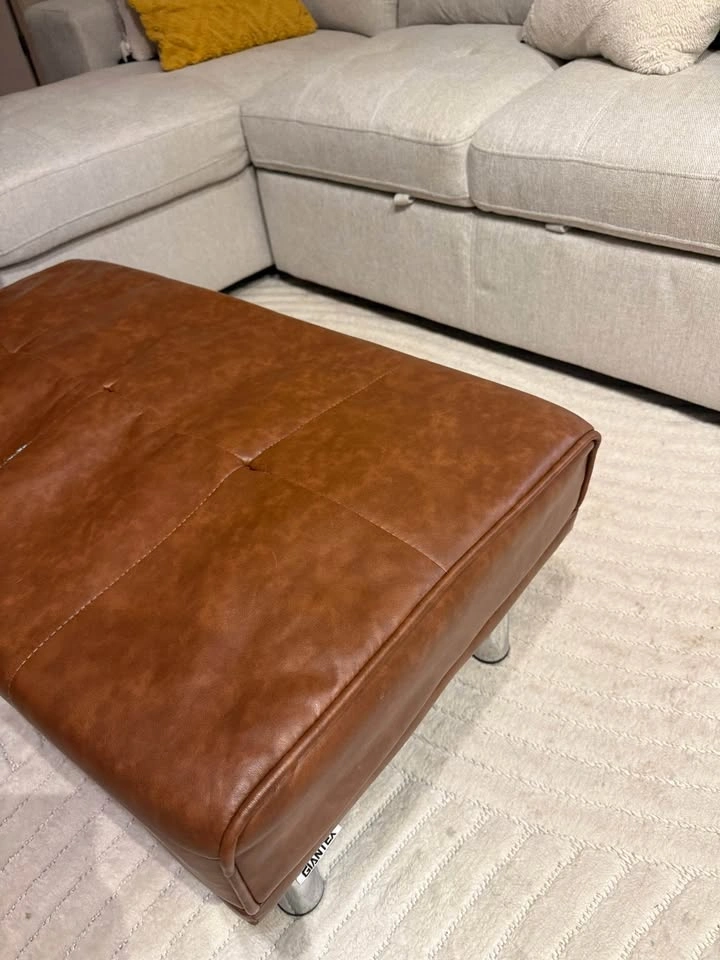 Faux Leather Ottoman Bench - Brown - photo 2