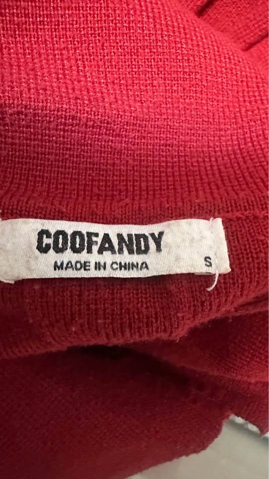 COOFANDY Men's Red Ribbed Knit Polo Sweater Size S - photo 4