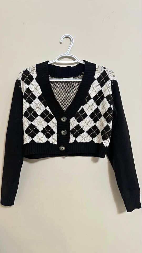 Ardene Argyle Cropped Cardigan