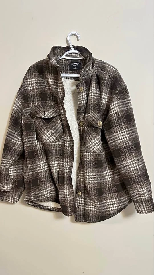 Streetwear Society Sherpa-Lined Plaid Shacket