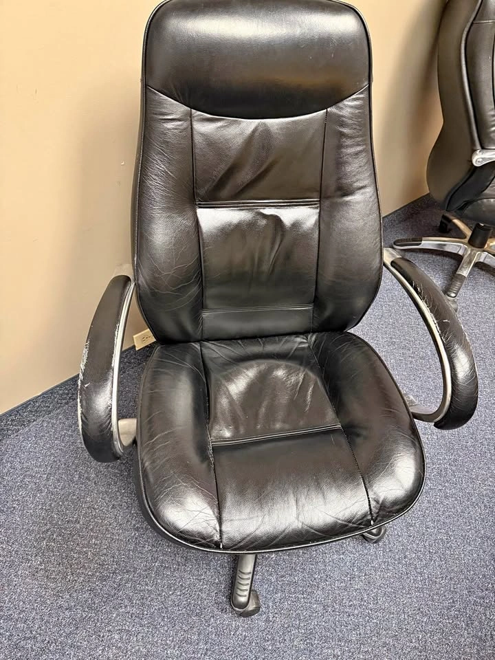 Executive High-Back Office Chair | Black Faux Leather | Adjustab