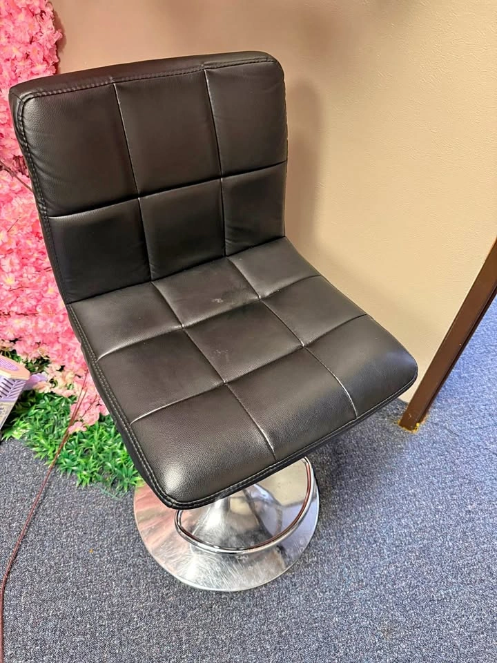 Black Faux Leather Swivel Bar Stool