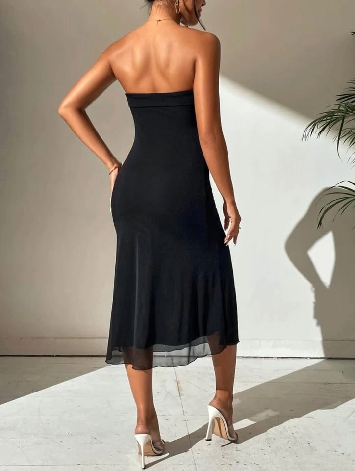 Black Strapless Midi Dress - photo 2