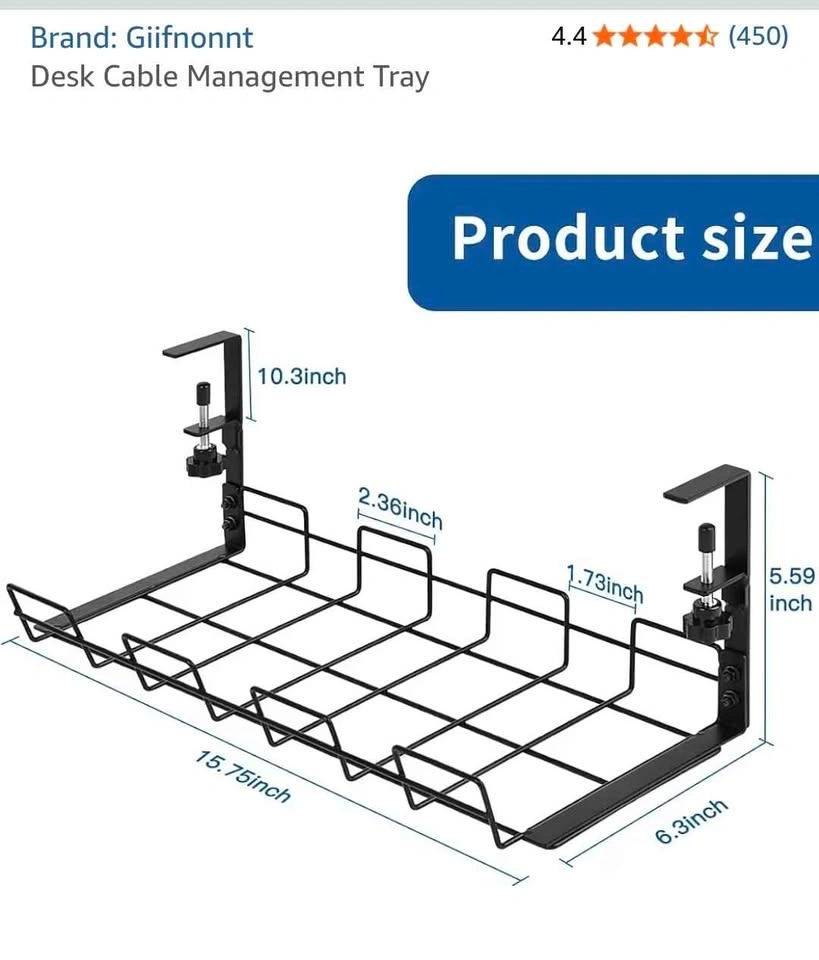 Giifnonnt Desk Cable Management Tray - photo 3