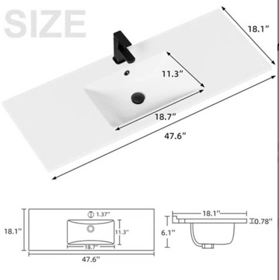 WADE LOGAN BREONICA 48" SINK W/FAUCET & DRAIN - photo 2