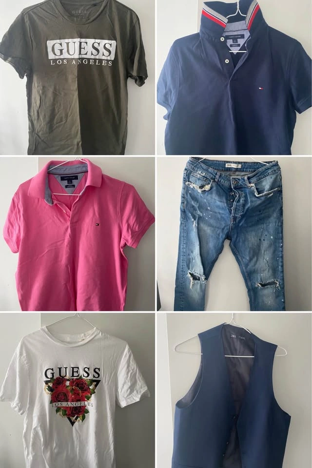 Guess, Zara, Hilfiger pants and polo shirt