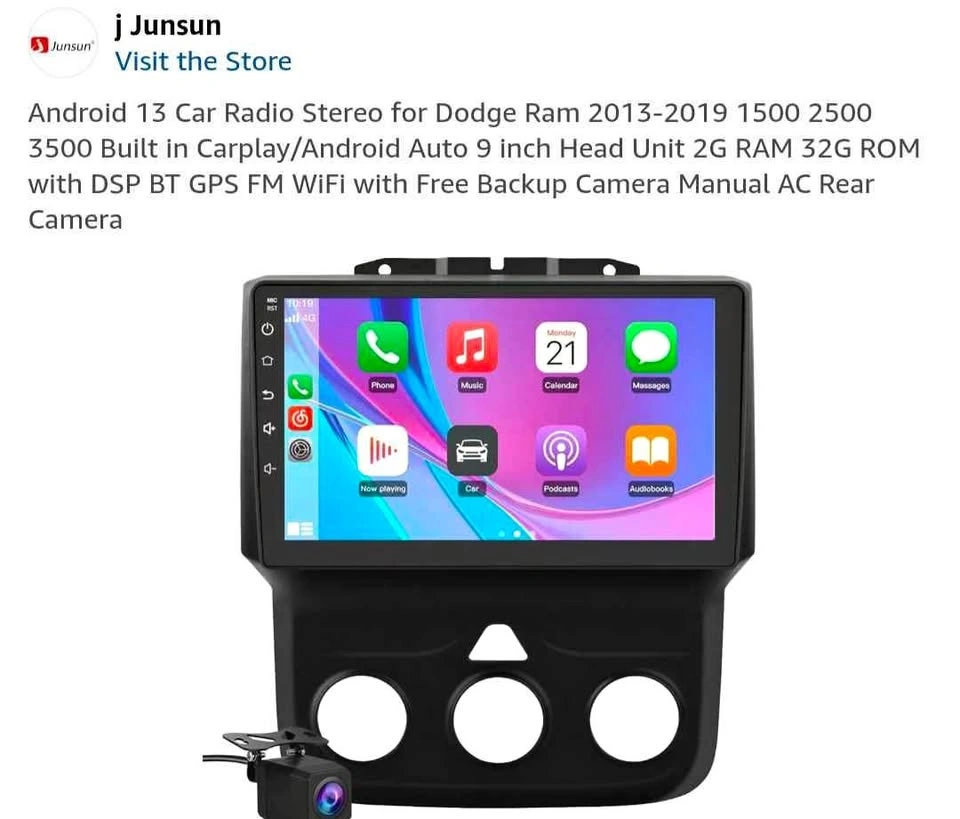 Stereo for Dodge Ram 1500 2500 3500 with CarPlay/Android Auto