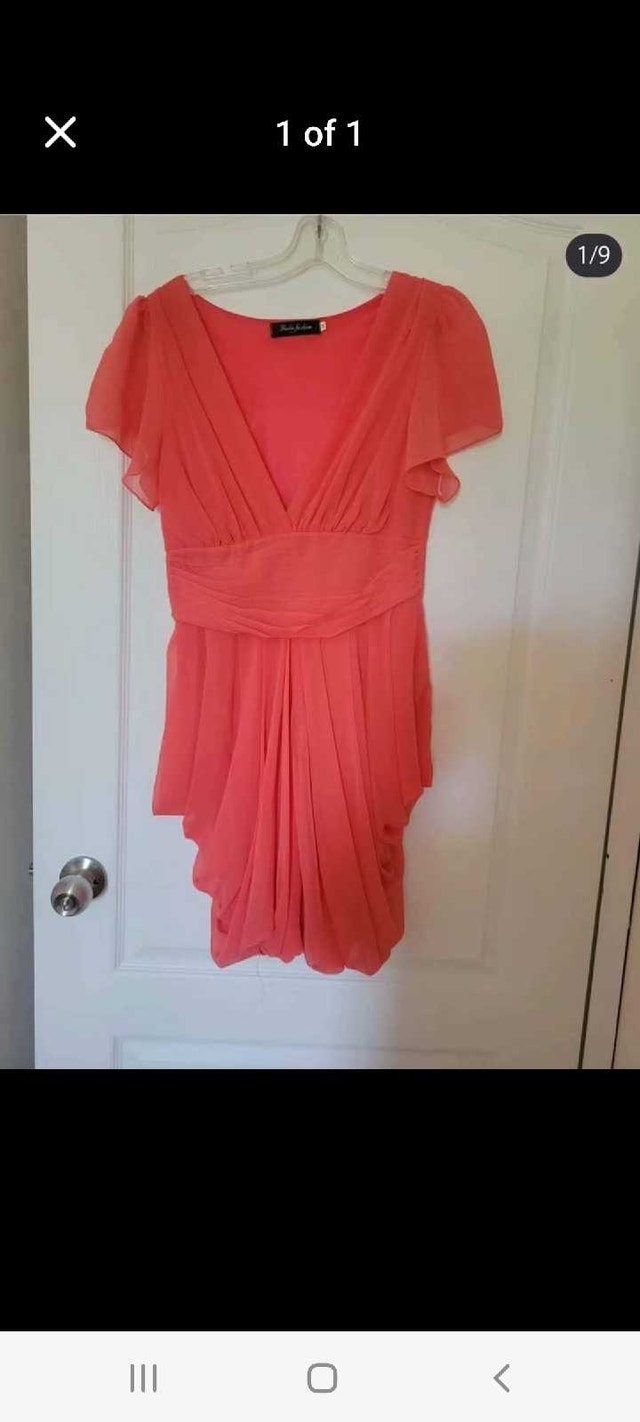 Coral Flutter Sleeve Dress