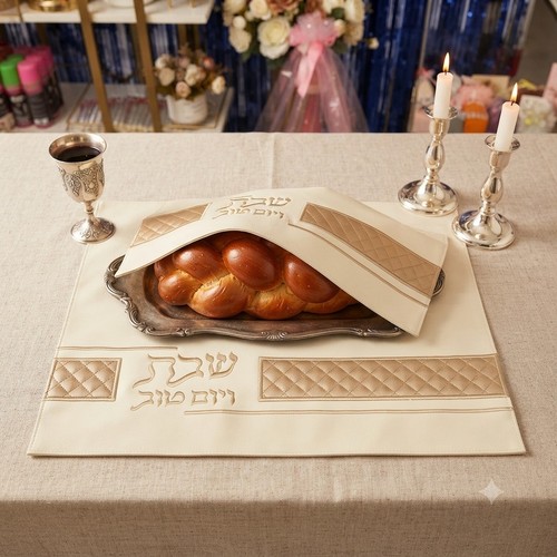 Leather Challah Cover Off White