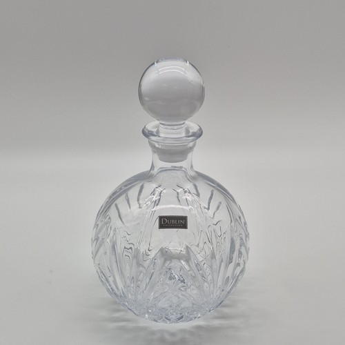Dublin Collection Clear Cut Glass Round Decanter with Stopper