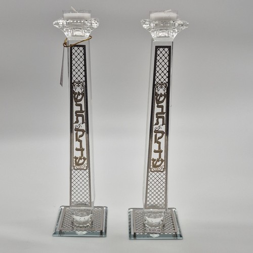 Decorative Glass Candlestick Holders Clear Silver Glossy