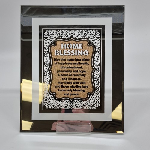 Decorative Glass Plaque Framed Vertical Home Blessing