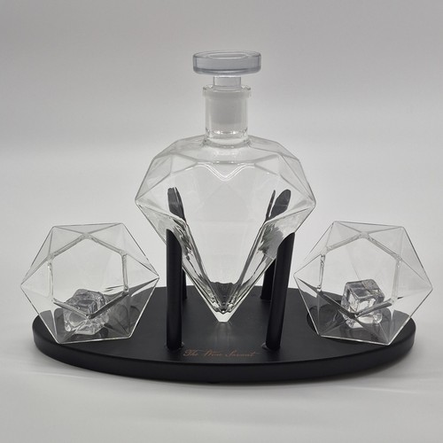 The Wine Savant Diamond Glass Decanter Set with Glasses, Stand,