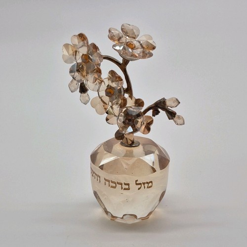 Crystal Metal Flower Figurine Gold Clear Floral Carvings