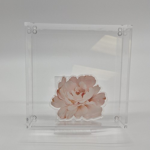 Acrylic Floral Decorative Display Block Pink Napkin Holder