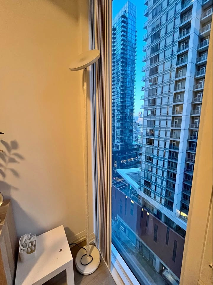 White Modern Floor Lamp — LED, Adjustable, Barely Used
