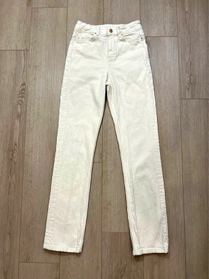 ZARA Cream High-Rise Straight-Leg Jeans - Size 4