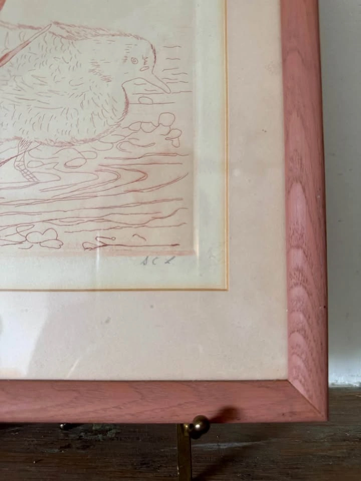 Vintage Framed Bird & Botanical Etching Print (Artist Signed) - photo 4