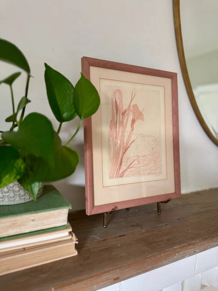 Vintage Framed Bird & Botanical Etching Print (Artist Signed) - photo 5