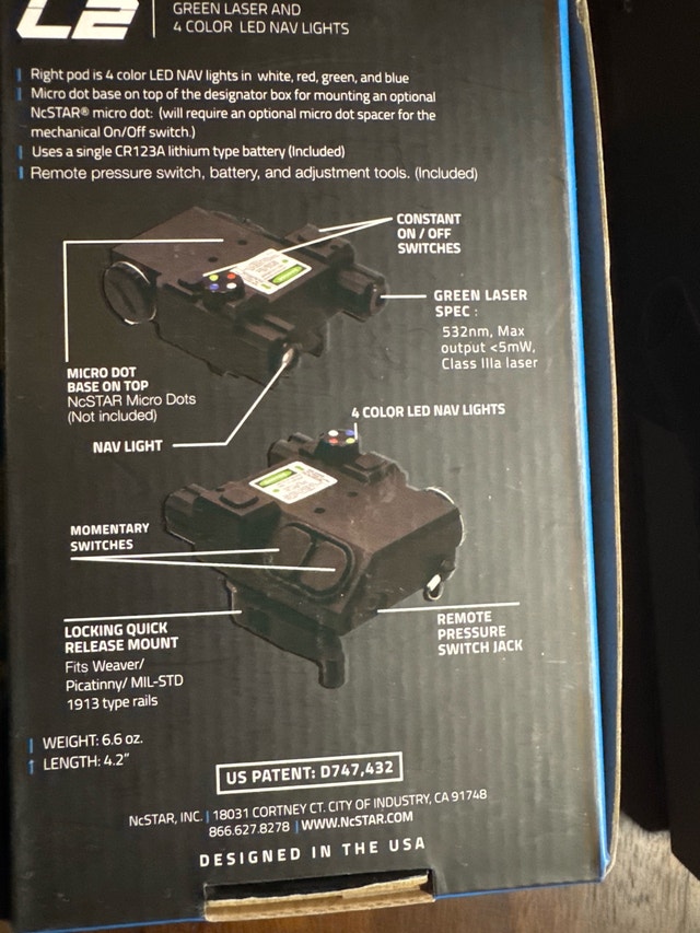 VISM L2 Green Laser and 4 Color LED Nav Light (Brand new) - photo 2