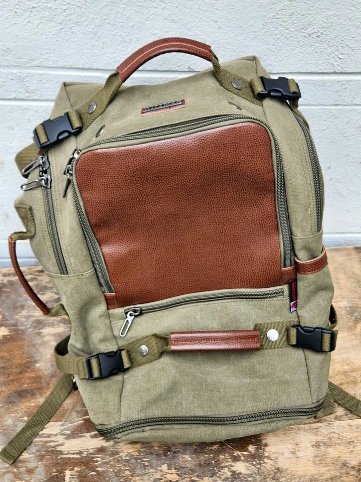 Witzman Travel Backpack, Canvas with Leather
