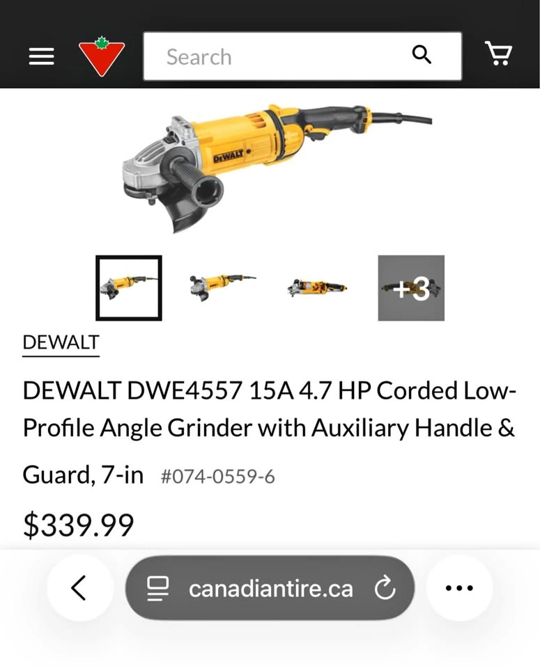 NEW! DEWALT DWE4557 15A 4.7 HP 7” Angle Grinder - $384