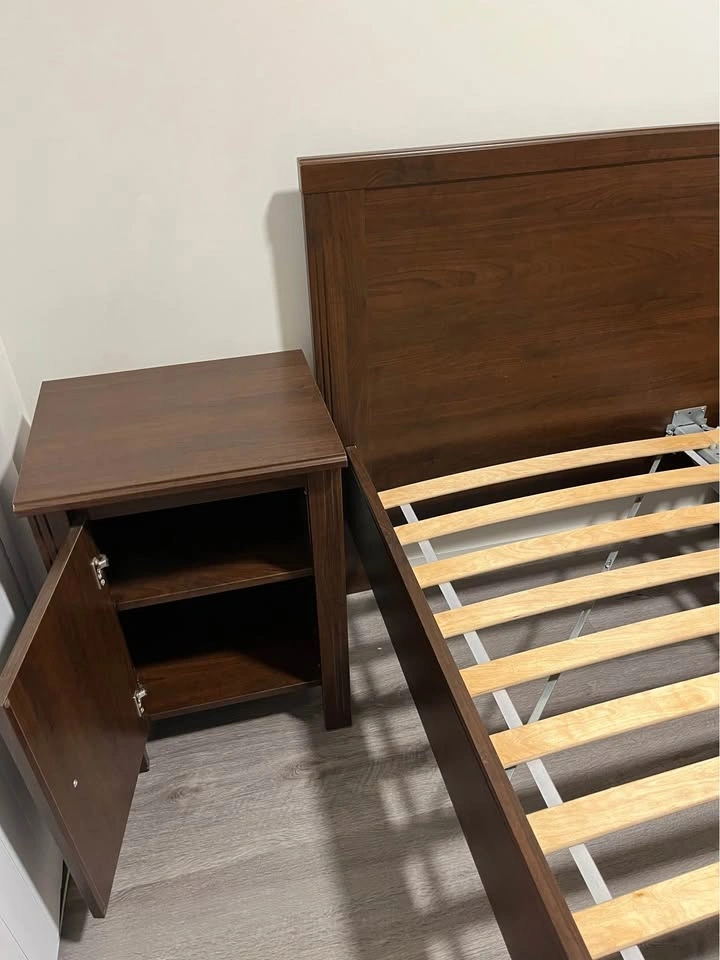 IKEA BRUSALI Queen Bed Frame + 2 Storage Drawers + Nightstand - photo 2