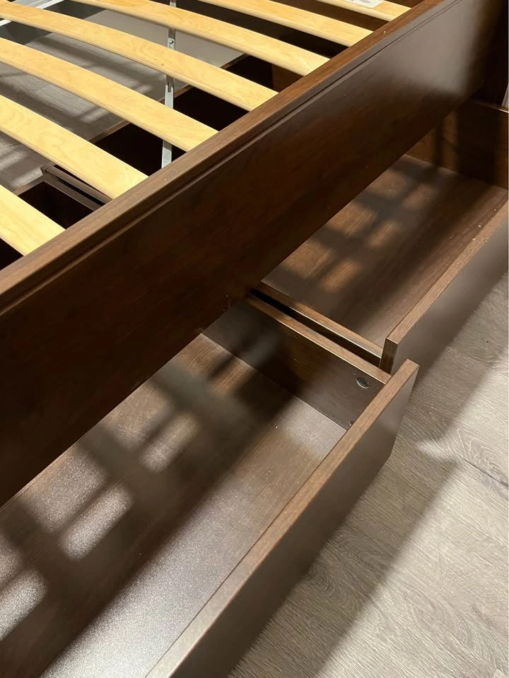 IKEA BRUSALI Queen Bed Frame + 2 Storage Drawers + Nightstand - photo 4