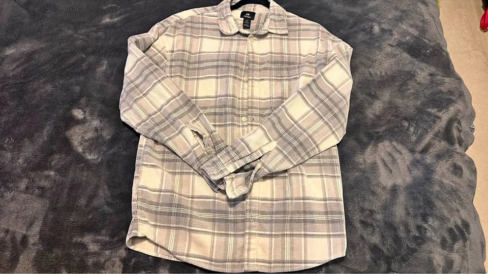 H&M Oversized Fit Plaid Corduroy Shirt