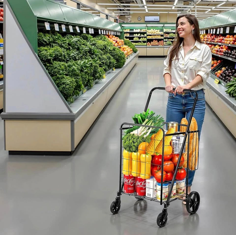 NEW SEALED VEVOR Folding Shopping Cart | 110 lb Capacity - photo 3