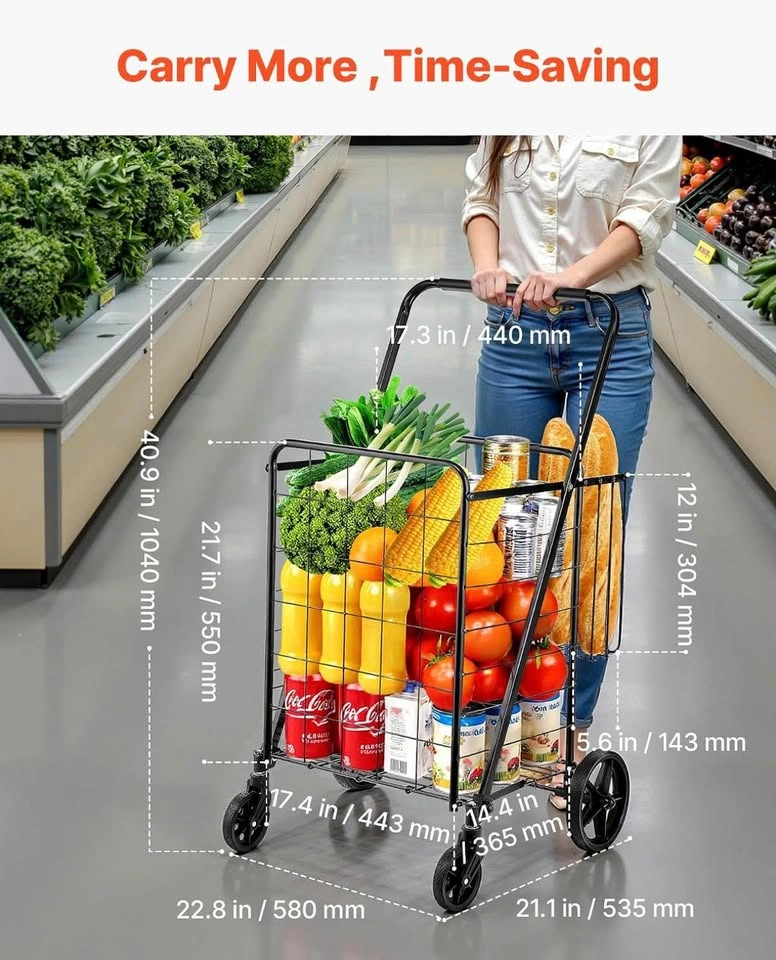NEW SEALED VEVOR Folding Shopping Cart | 110 lb Capacity - photo 4