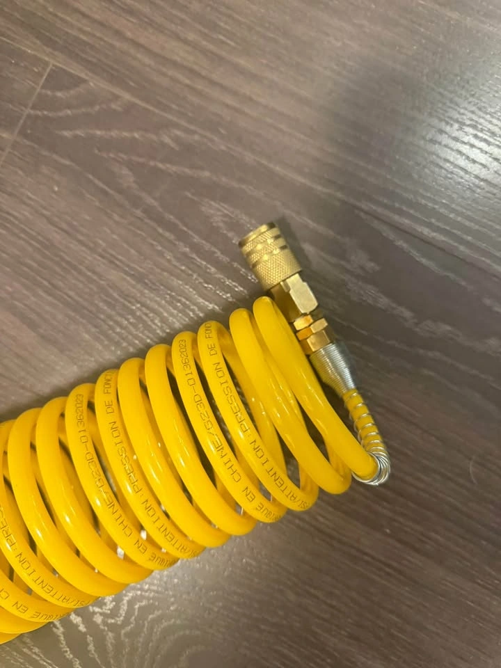Yellow Coiled Air Compressor Hose with Quick Connects - photo 3