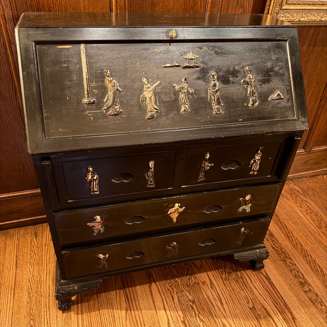 Black Lacquered Wood Secretary Desk