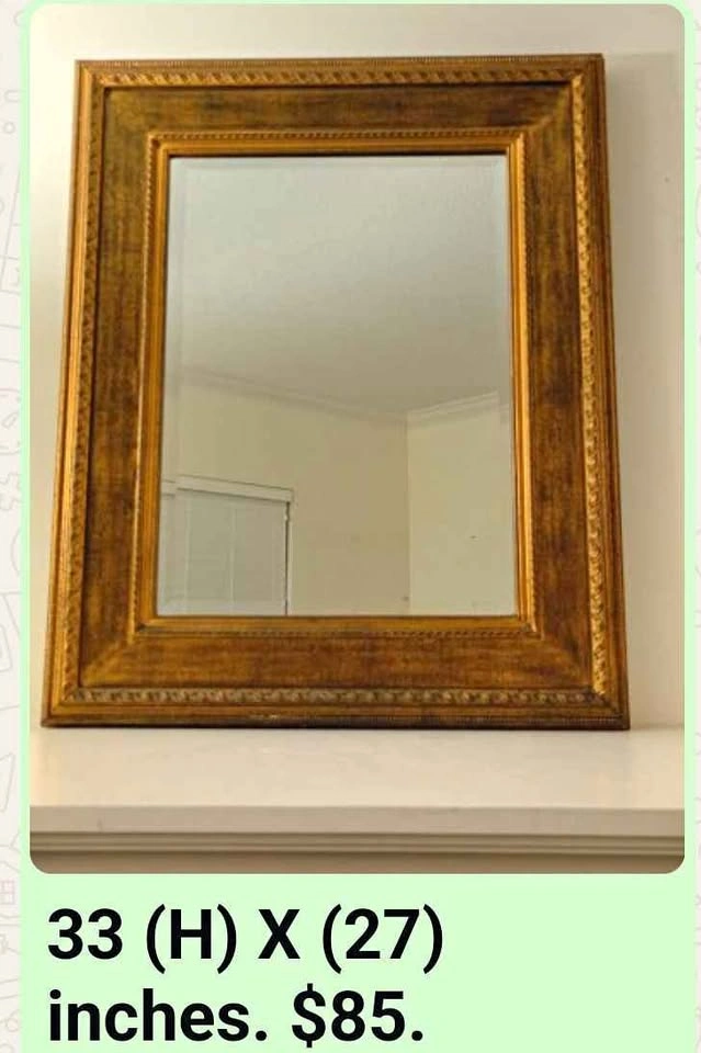 Elegant Antique wall rectangular mirror, 33x27 inches