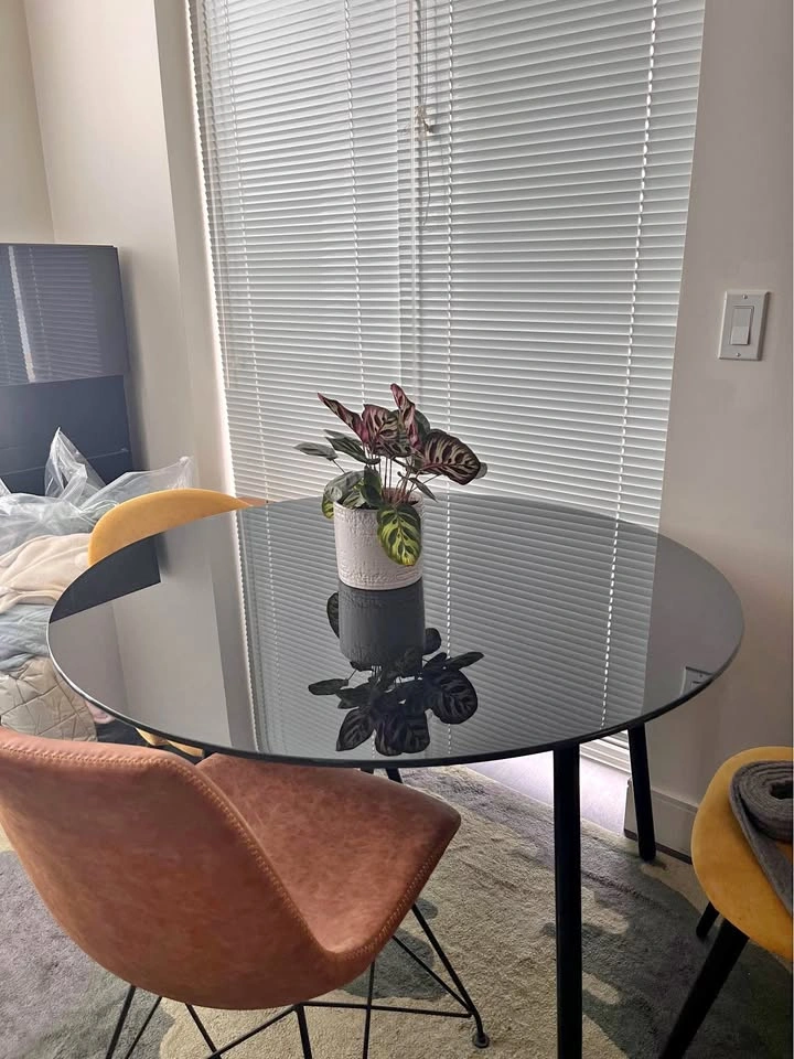 Modern Black Glass Dining Table