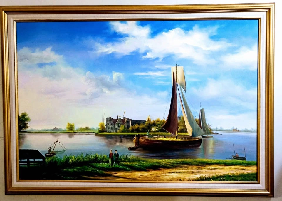 Vintage Original Oil Painting with Ornate Frame
