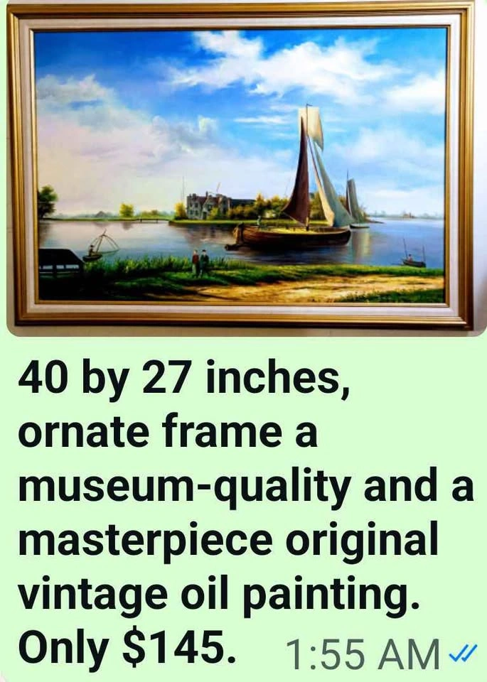 Vintage Original Oil Painting with Ornate Frame - photo 2